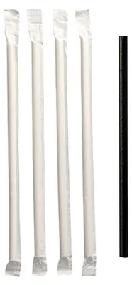 Produktbild von PAPSTAR Trinkhalme aus Papier, 20 cm, schwarz, einzeln verpackt | Folie (100 Stück)