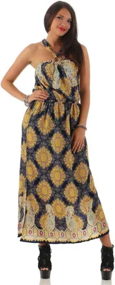 Produktbild von Damen Sommerkleid mit Barockmuster; Gelb S/M
