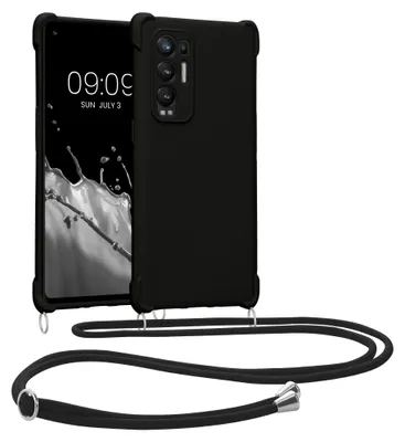 Produktbild von kwmobile Necklace Case kompatibel mit Oppo Find X3 Neo Hülle - Cover mit Kordel zum Umhängen - Silikon Schutzhülle Schwarz
