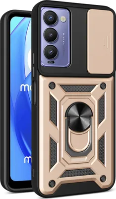 Produktbild von Hülle für Tecno Camon 18 / Camon 18 P mit Ring Ständer Halter Dia Kameraschutz TPU PC Hybrid Handyhülle Gold