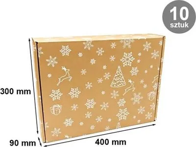 Zdjęcie produktu dla Karton Wykrojnikowy Świąteczny 400x300x90mm Śnieżynki Renifery 10 szt.