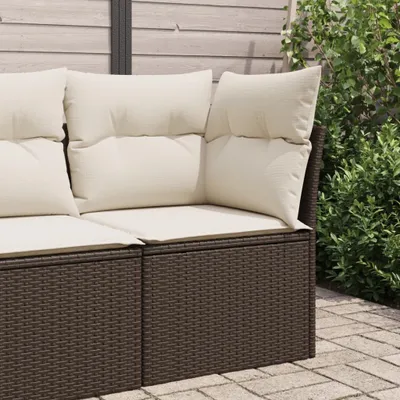 Produktbild von Design Garten-Ecksofa mit Kissen Braun Poly Rattan, Gartensofas 2024 Neu