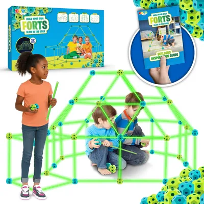 Produktbild von Joya Creative Kreative Festungen Glow in the Dark 130-teilig – Baue deine eigene Festung und dein Spielzelt für Kinder