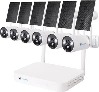 Produktbild von LUVISION Dual WLAN Solar Akku Überwachungssystem 10 Kanal NVR 4MP Überwachungskamera Set Mikrofon