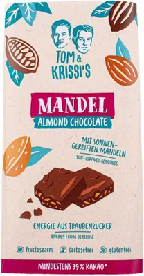 Produktbild von Tom & Krissi's Mandel-Vollmilchschokolade 90g