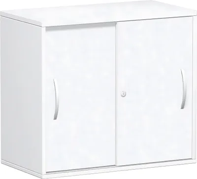 Produktbild von Geramöbel Anstell-Schiebetürenschrank Oberboden 25 mm, mit Stellfüßen, abschließbar, 800x425x720, Weiß/Weiß, S-381501-WW