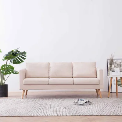 Produktbild von vidaXL Třímístná pohovka Fabric Cream White