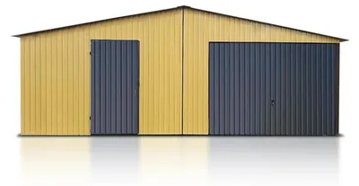 Produktbild von Fertiggarage für ein Auto 6x5 m Satteldach Schwingtor Sandfarben