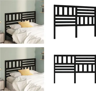 Produktbild von vidaXL Kopfteil Schwarz 166x4x100 cm Massivholz Kiefer - Bettkopfteil - Bettkopfteile - Kopfteil - Holzkopfteil