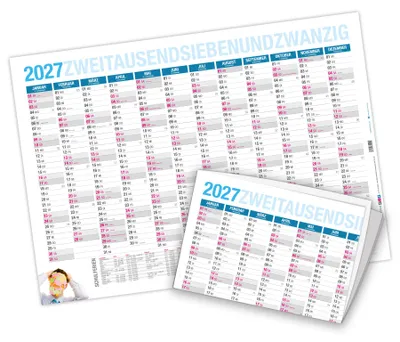 Produktbild von itenga Jahresplaner 2027 gefalzt Wandkalender DIN A2 (59,4 x42cm)