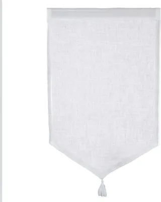 Produktbild von Ein Paar kleine Vorhänge aus 100% Leinen mit Spitze und Pompon