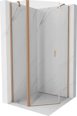 Immagine prodotto di Mexen Mist cabina doccia pentagonale con porta a battente 100 x 100 cm, trasparente, rame spazzolato - 8A8-100-100-65-00