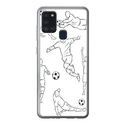 Produktbild von MuchoWow® Handyhülle Schutzhülle Hülle für Samsung Galaxy A21s Eine Illustration von Spielern in verschiedenen Positionen - Junge - Mädchen - Kinder Silikon Softcase Handy Hülle - Hartschale