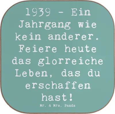 Produktbild von Mr. & Mrs. Panda Untersetzer für Gläser Spruch 1939 Geburtstag - Meeresbrise - Geschenk, Happy Birthday, Alles gut zum, Jahrgang feiern, Holzuntersetzer, Alter, Jahr