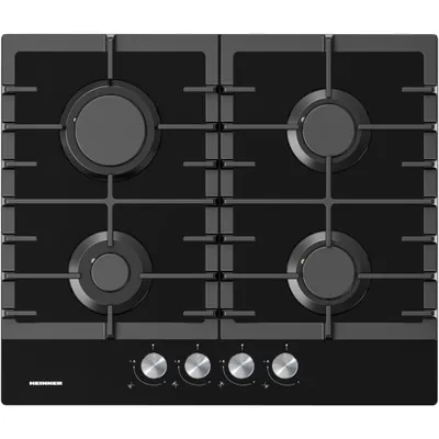 Produktbild von Heinner HBH-M421IRFGBK Einbau-Gasherd 60 cm, 4 Brenner, Elektronische Zündung, Schwarzes Glas