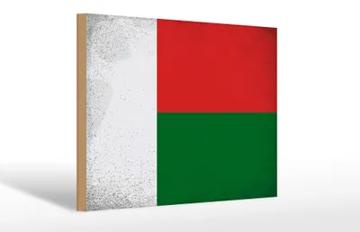 Produktbild von Holzschild Flagge Madagaskar 30x20cm Madagascar Vintage