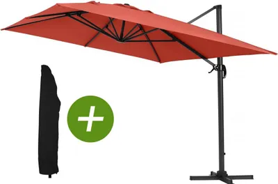Immagine prodotto di Parasole decentrato da giardino Alu "Sun 4" - Rettangolo - 3 x 4 m - Rosso + Copertura protettiva