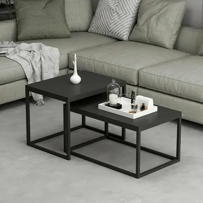 Image de Liro - Table basse, 72x37x45h cm Noir, Forme Rectangulaire