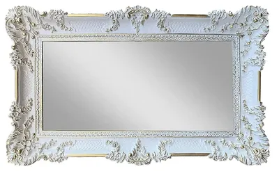 Image de Miroir mural baroque avec cadre orné antique 96x57 cm en or blanc