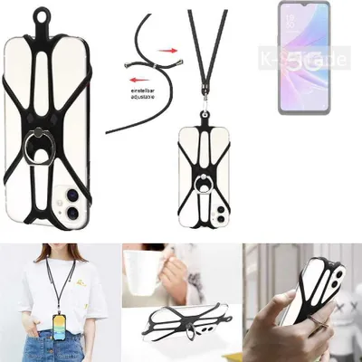 Produktbild von K-S-Trade 3in1 Handykette Handyband Handykordel Halsband Smartphone-Ring Handy-Ring kompatibel mit Oppo A56s 5G Fingerhalterung Handyring