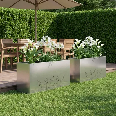 Produktbild von Möbel Garten-Pflanzgefäß 2 Stk. Silber 100 x 20 x 49 cm Edelstahl - Beete &23977