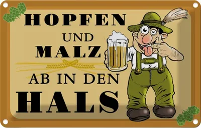 Produktbild von vianmo Blechschild 12x18 cm Alkohol Hopfen und Malz ab in den Hals Spruch Zitat