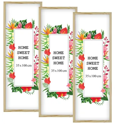 Produktbild von MG Design Set aus 3 Natural Bilderrahmen 35 x 100 cm - Aus echtem Holz mit Acrylglas, zum Aufhängen & Aufstellen, für Fotos, Poster & Puzzle
