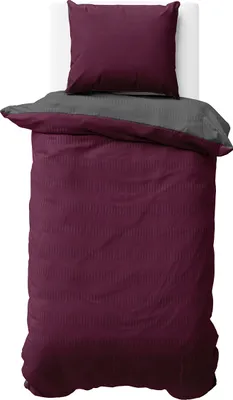 Produktbild von Seersucker Bettwäsche 135x200 cm Bordeaux Anthrazit Wende Doubleface Mikrofaser Bettbezug 2 teilig