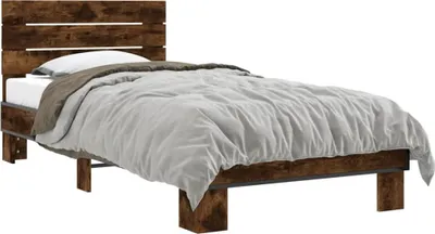 Produktbild von vidaXL Bettgestell Räuchereiche 100x200 cm Holzwerkstoff und Metall