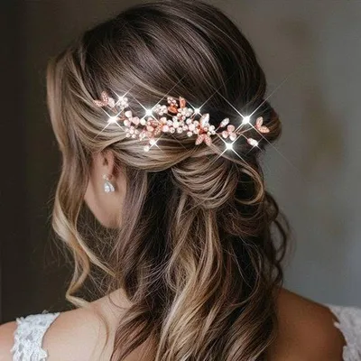 Productafbeelding van Ibenzoa® Bruidshaarkam van metaallegering met kristallen, bloemen en parels, 13,5 x 6,6 cm – elegante haaraccessoire voor bruiloften en speciale gelegenheden