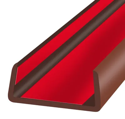 Image de Bande de protection en gomme, profil en U, adhésive, de 63 mm de large, couleur marron, longueur 6 mètres