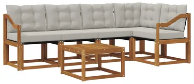 Produktbild von vidaXL Outdoor-Sofagarnitur mit Kissen 6 pcs Natürlich und Hellgrau