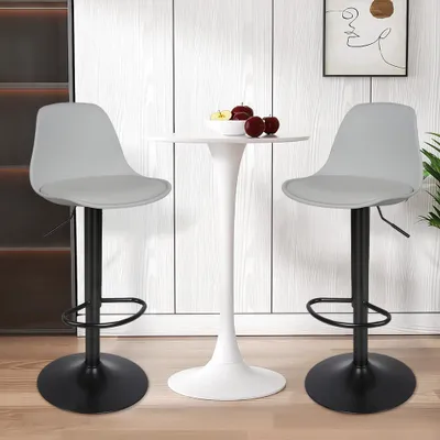 Produktbild von Barhocker 2er Set Gepolsterter Drehhocker Tresenhocker höhenverstellbar Küchenstühle PolyurethanSitzhocker +Kunststoff Rückenlehne Höhenverstellbar (Grau)