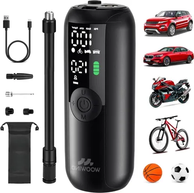 Produktbild von Elektrische Fahrradpumpe – Reifenpumpe – Kompressor – Reifenaufpumpvorrichtung – Automatische Abschaltung – 150 PSI – Schwarz