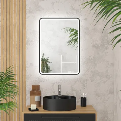 LED-Wandspiegel 70x50 cm schwarz beleuchtet
