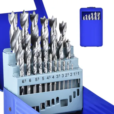 Immagine prodotto di Set di punte da trapano per legno, da 1 a 13 mm, 25 pezzi, acciaio HSS-G, con custodia in metallo, per legno