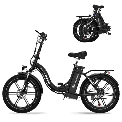 Produktbild von EVERCROSS TECH EK6 Faltbares Elektrofahrräder, 20" x 4,0 Breiten Reifen, mit 7 Gang Getriebe, 48V 15AH Akku, 90KM, 25Km/h, Doppelstoßdämpfern E-Bike