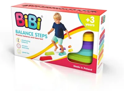 Obrázek produktu pro Soft BiBi Balance Steps – 6dílná sada pro smyslové cvičení rovnováhy, protiskluzové barevné stupně pro rozvoj motoriky a rovnováhy (od 2 let)