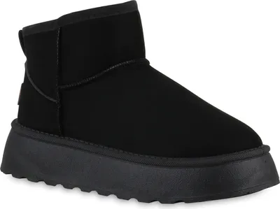 Produktbild von VAN HILL Damen Warm Gefütterte Winter Boots Bequeme Profil-Sohle Schuhe 840816, Farbe: Schwarz, Größe: 38