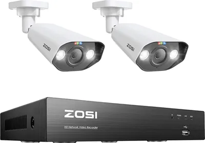 Immagine prodotto di Sistema di videosorveglianza CCTV PoE ZOSI, risoluzione 8 MP, supporto per audio bidirezionale, 2 telecamere da 8 MP, Nessuno