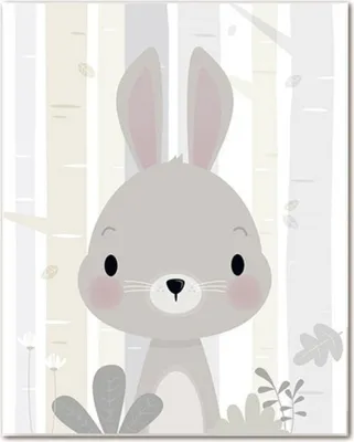Produktbild von TPFLiving Kunstdruck LW-1006 (OHNE RAHMEN) Poster - Leinwand - Wandbild - Hochauflösender Giclée-Druck, langlebig und hochwertig - Kaninchen, Bär, Reh für Kinderzimmer -   - Größe: 21x30cm