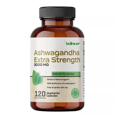Immagine prodotto di Ashwagandha 3000mg (120 capsule) integratore alimentare, stress, ansia, rilassamento, salute dei nervi, sistema immunitario, recupero