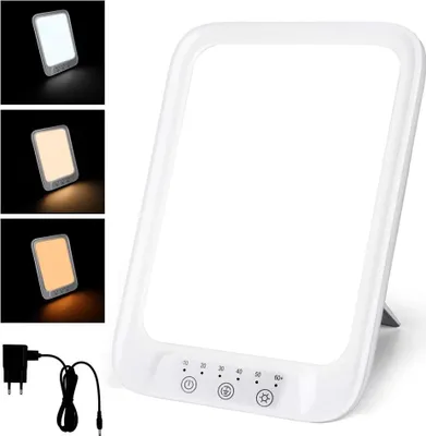 Produktbild von LED Lichttherapie Lampe 32000 Lux, Tageslichtlampe mit Timer, 3 Farbtemperaturen, 10 Helligkeitsstufen, Touch, USB