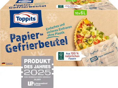 Produktbild von Toppits Papier-Gefrierbeutel 6 L aus ungebleichtem Papier 1er Packung