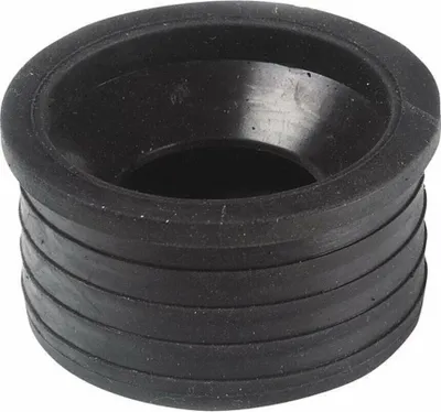 A black rubber reducer fitting with ribbed sides and a tapered opening.