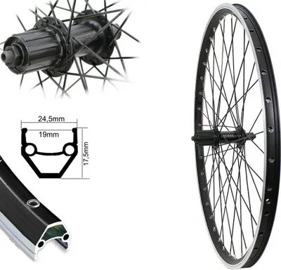 Produktbild von Bärwinkels Hinterrad 26 Zoll MTB Shimano schwarz 8,-9,-10 fach V-Brake Laufrad Hohlkammer