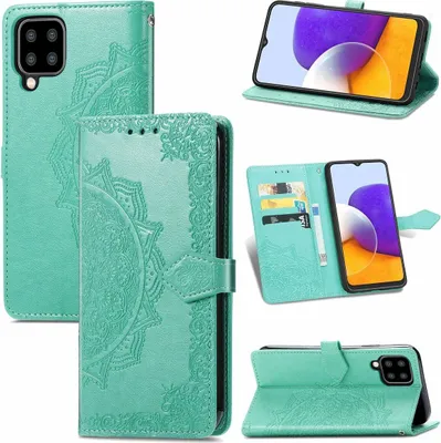 Produktbild von König Design Hülle kompatibel mit Samsung Galaxy A22 5G Kunstleder Handyhülle - Handy Case Grün