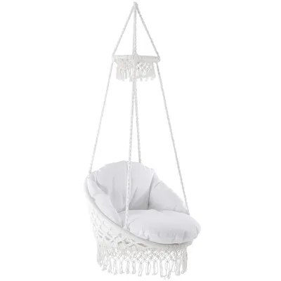 Produktbild von VIVERE Luxus-Macrame-Stuhl mit Fransen 80 x 80cm / 100 kg - Weiß