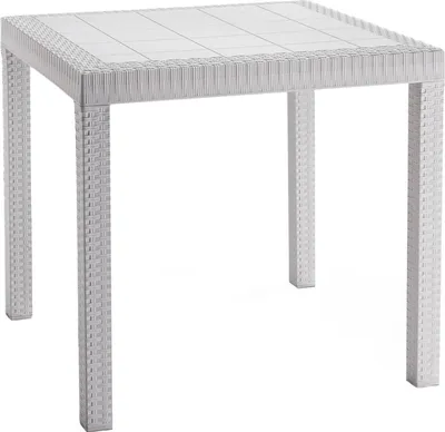 Immagine prodotto di Dmora Tavolo da Esterno Acqua 80x80x74h cm Bianco, 6 Posti Resistente ai Raggi uv, Waterproof, 100% Resina Riciclabile, Lavabile  Italy