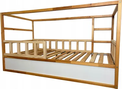 Image de Barrières de sécurité en bois NIVO TRE, lot de 3, pour lit IKEA KURA 165 + 90 + 94,2 cm, bois de pin massif